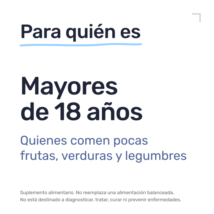 Citrato de Potasio — Para quién es: mayores de 18 años. Quienes comen pocas frutas, verduras y legumbres
