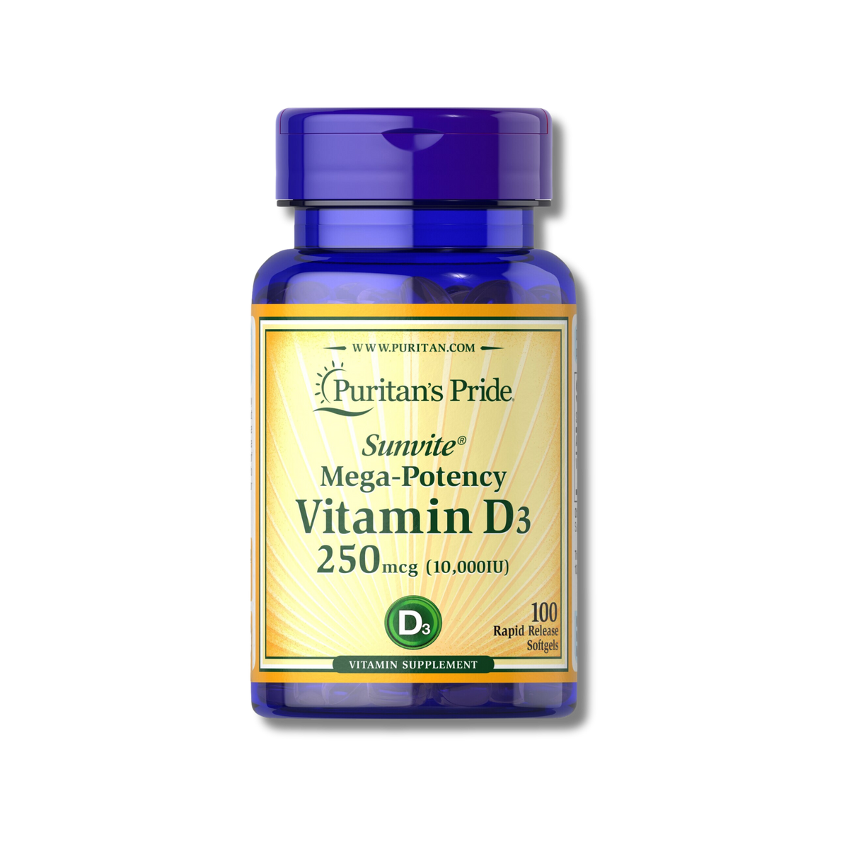 Vitamina D3 Puritan's Pride [100 Cápsulas]