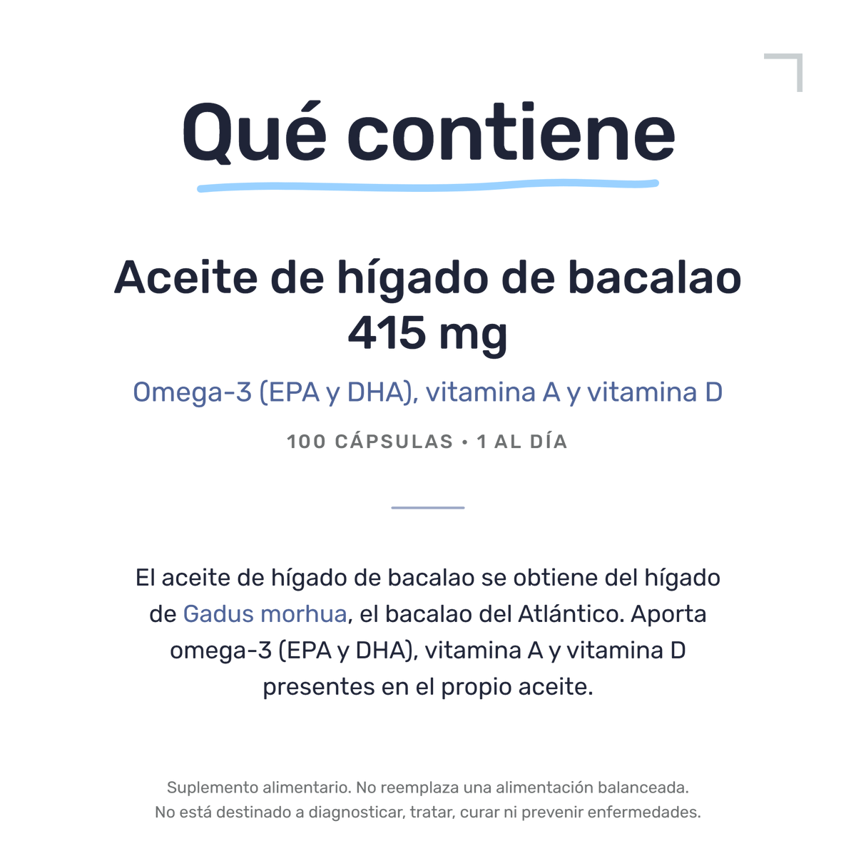 Aceite de Higado de Bacalao 415 Mg [100 Cápsulas] — imagen 7