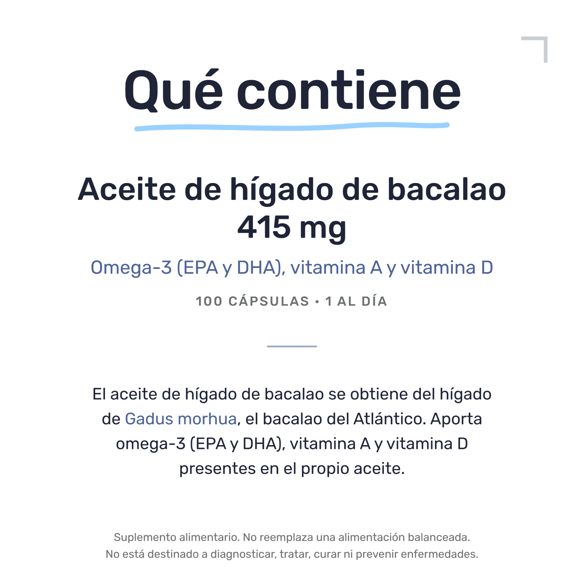 Aceite de Higado de Bacalao 415 Mg [100 Cápsulas] — imagen 7