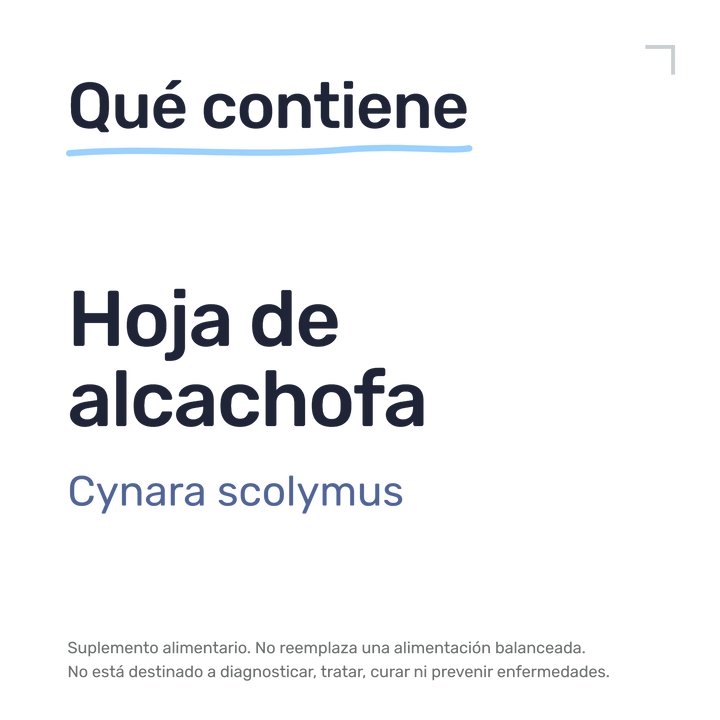 Alcachofa — Qué contiene: Hoja de alcachofa: cynara scolymus