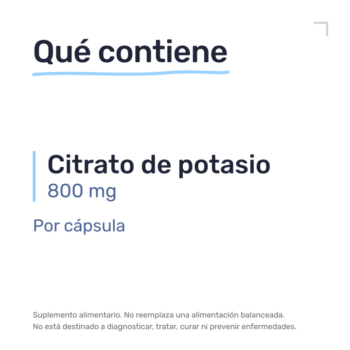Citrato de Potasio — Qué contiene: citrato de potasio 800 mg, por cápsula
