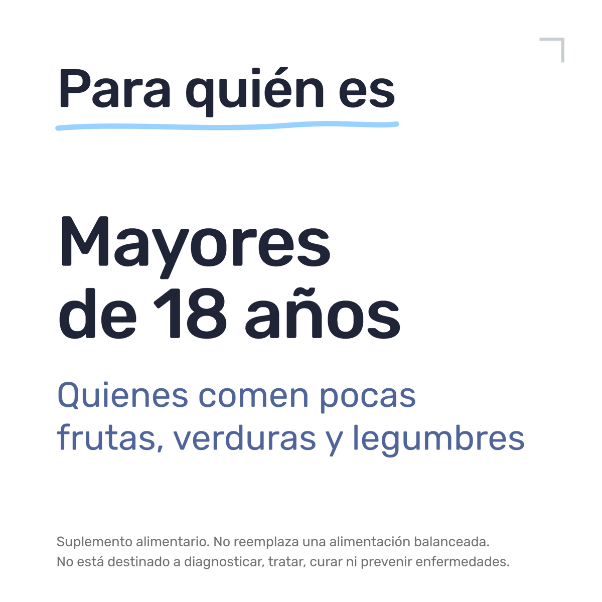 Citrato de Potasio — Para quién es: mayores de 18 años. Quienes comen pocas frutas, verduras y legumbres