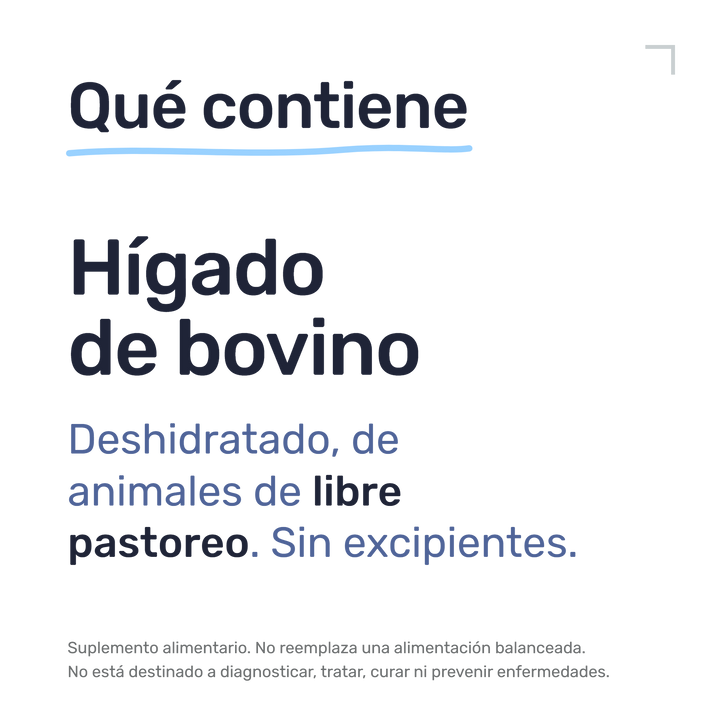 Hai Liver — Qué contiene: Hígado de bovino: deshidratado, de animales de libre pastoreo. Sin excipientes.