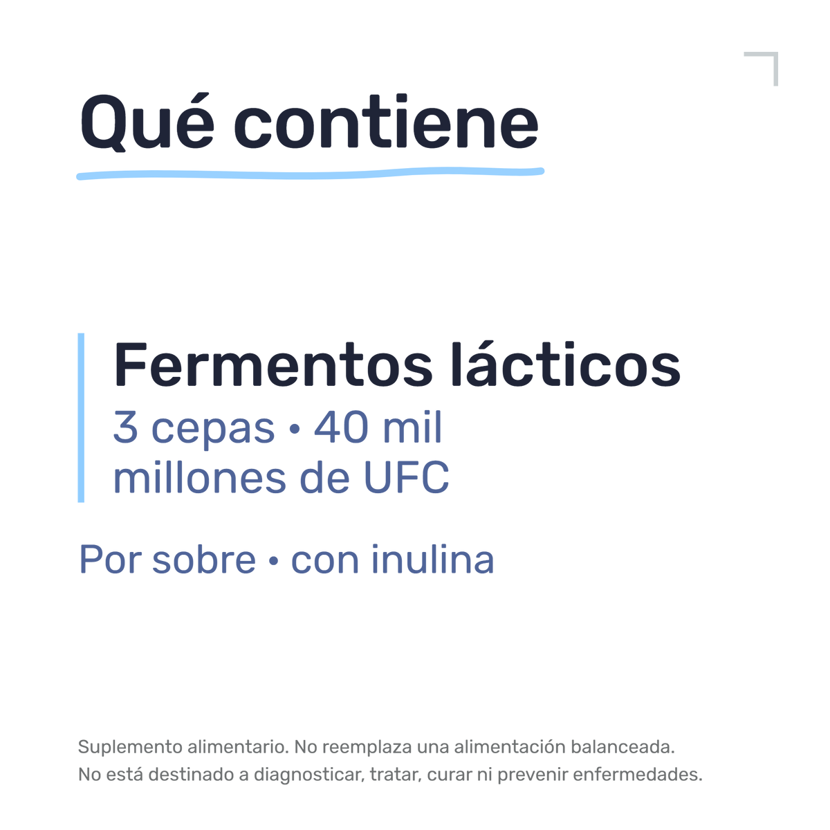 Lactibiane IKI — Qué contiene: fermentos lácticos 3 cepas, 40 mil millones de UFC, por sobre, con inulina