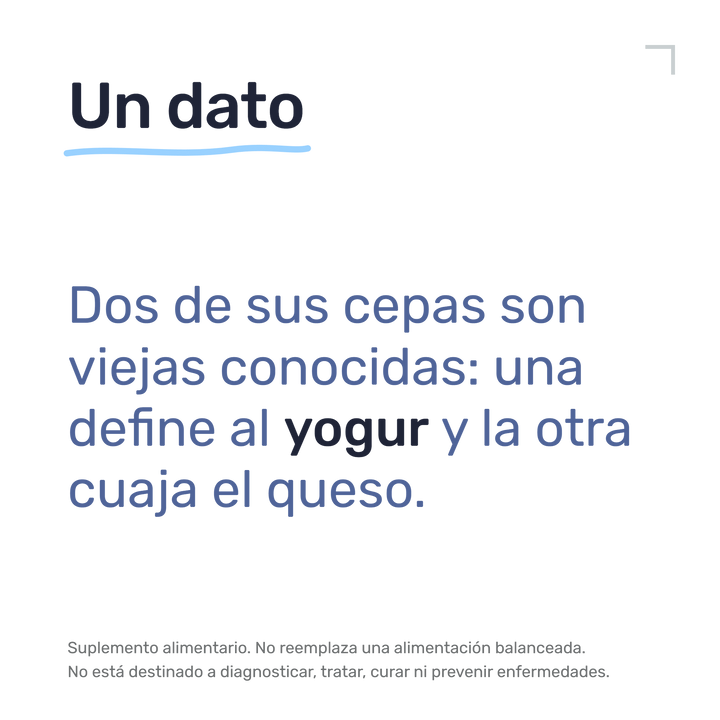 Lactibiane Reference — Un dato: Dos de sus cepas son viejas conocidas: una define al yogur y la otra cuaja el queso.