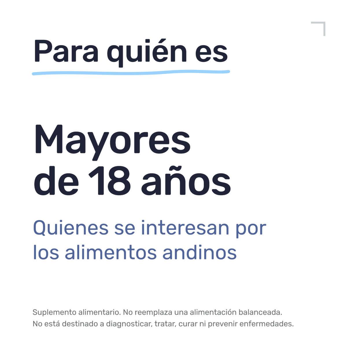 Maca Negra — Para quién es: mayores de 18 años. Quienes se interesan por los alimentos andinos